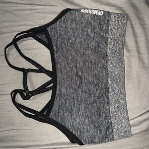 Gymshark Gray and Black Racerback Swim Top